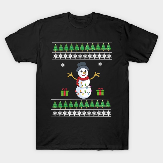 happy snowman Christmas light decoration T-Shirt by madani04